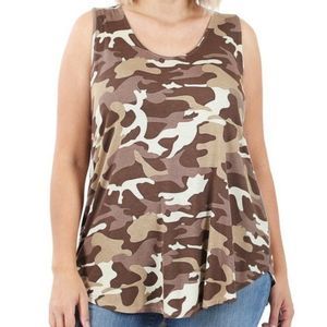 Zenana Desert Camo Print Loose Fit Soft Tank Top